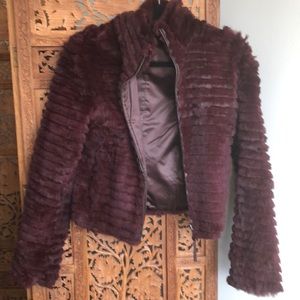 Reversible rabbit fur jacket